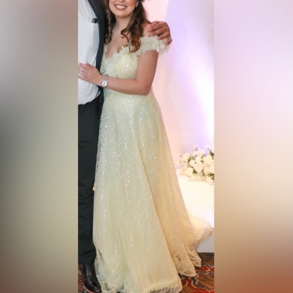 MNM Couture Sparkling Butter Yellow Dress - Picture 9 of 10